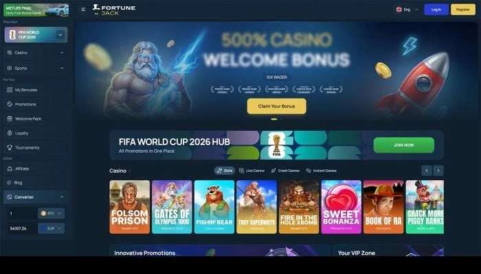 FortuneJack homepage